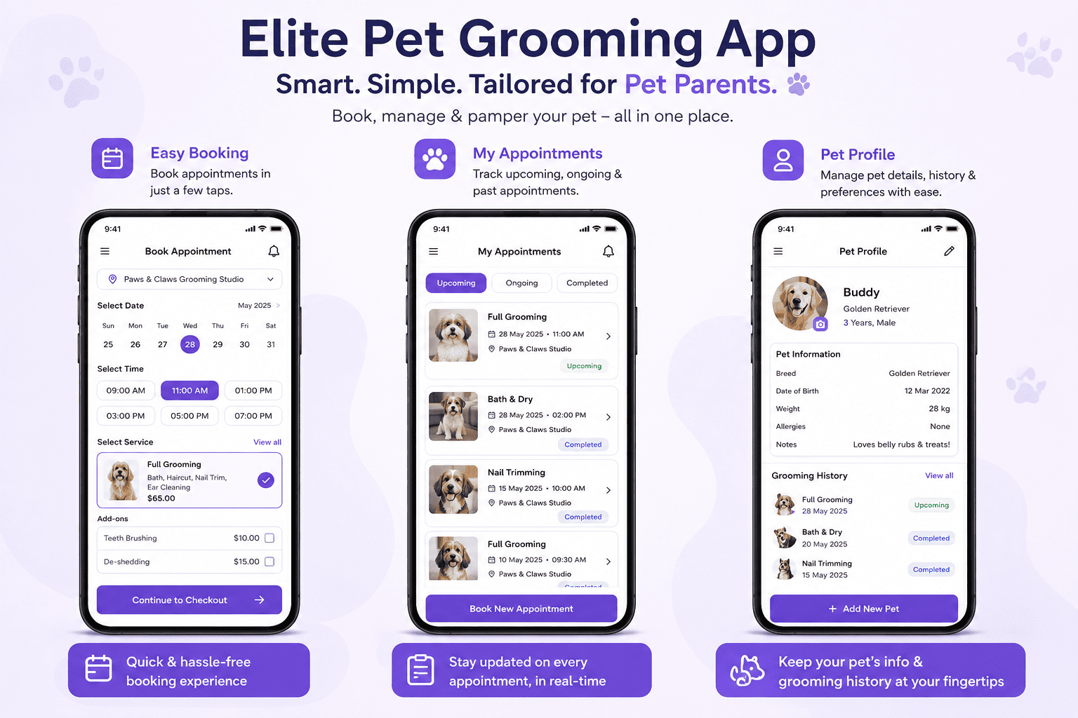 Pet grooming app